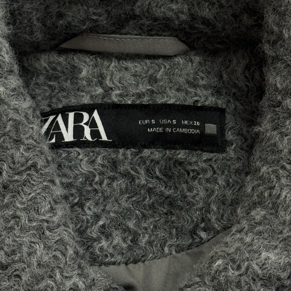 Zara Boucle Cropped Winter Jacket Gray Quiet Luxury Capsule Old Money S - Picture 7 of 10
